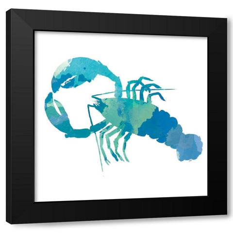 Watercolor Lobster in Teal Black Modern Wood Framed Art Print with Double Matting by DeRice, Julie