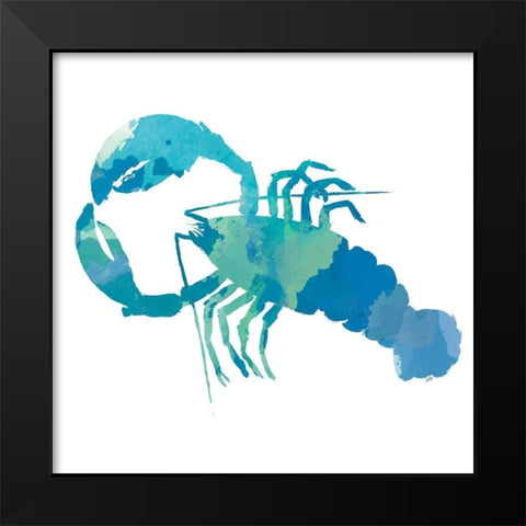 Watercolor Lobster in Teal Black Modern Wood Framed Art Print by DeRice, Julie