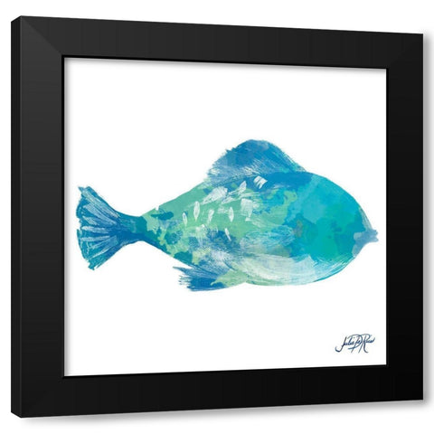 Watercolor Fish in Teal II Black Modern Wood Framed Art Print with Double Matting by DeRice, Julie