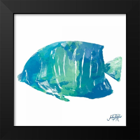 Watercolor Fish in Teal IV Black Modern Wood Framed Art Print by DeRice, Julie