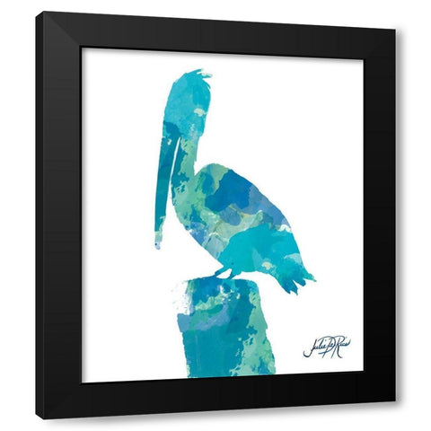 Watercolor Pelican 1 Black Modern Wood Framed Art Print by DeRice, Julie