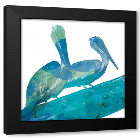Watercolor Pelican Square 11 Black Modern Wood Framed Art Print with Double Matting by DeRice, Julie