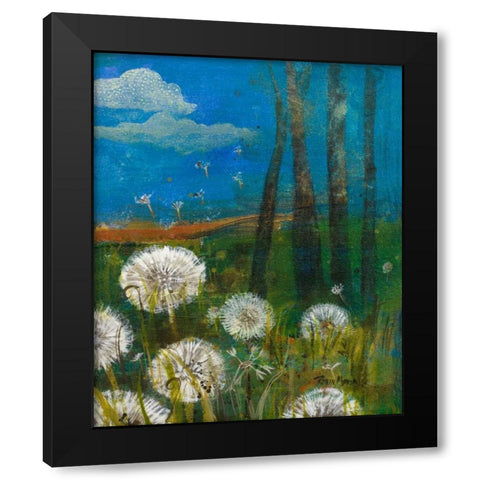 Dandelion Wishes Black Modern Wood Framed Art Print by Maria, Robin