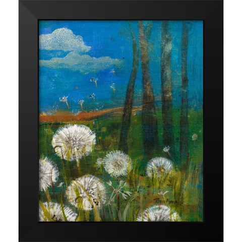 Dandelion Wishes Black Modern Wood Framed Art Print by Maria, Robin