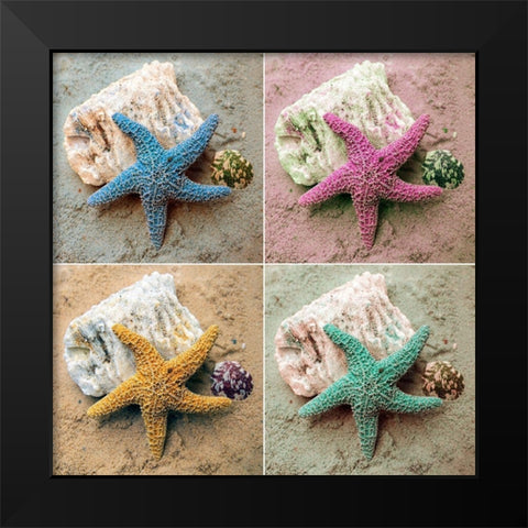 Colorful Starfish Black Modern Wood Framed Art Print by Mansfield, Kathy