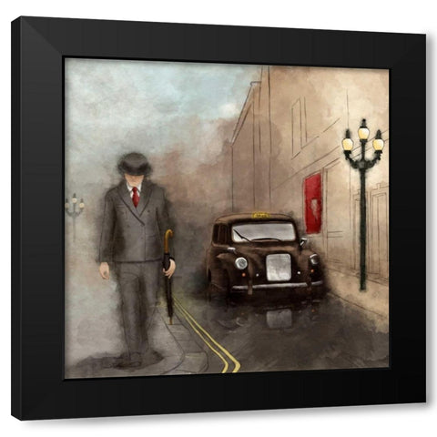 London Streets II Black Modern Wood Framed Art Print by SD Graphics Studio