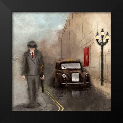 London Streets II Black Modern Wood Framed Art Print by SD Graphics Studio