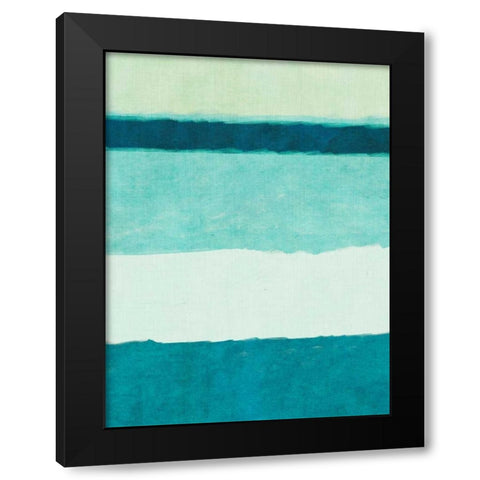 Rectangle Teal Blocks of Color II Black Modern Wood Framed Art Print by SD Graphics Studio