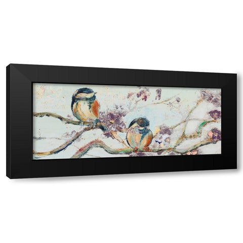 Birds on Cherry Blossom Branch Black Modern Wood Framed Art Print with Double Matting by Pinto, Patricia