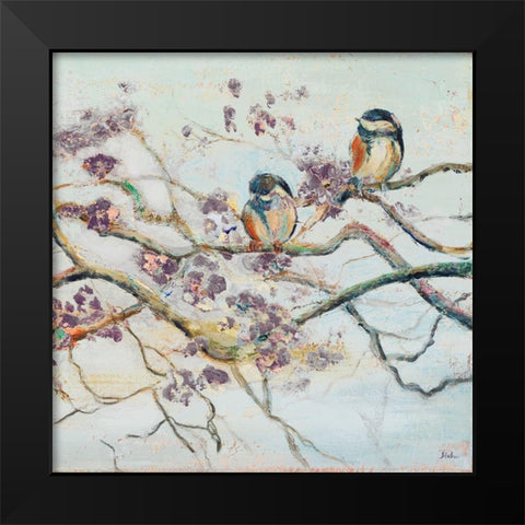 Spring Bird on Branch Black Modern Wood Framed Art Print by Pinto, Patricia