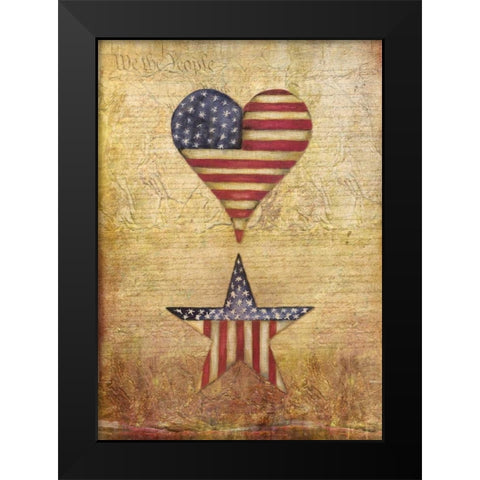 America Stars Flag Black Modern Wood Framed Art Print by Medley, Elizabeth