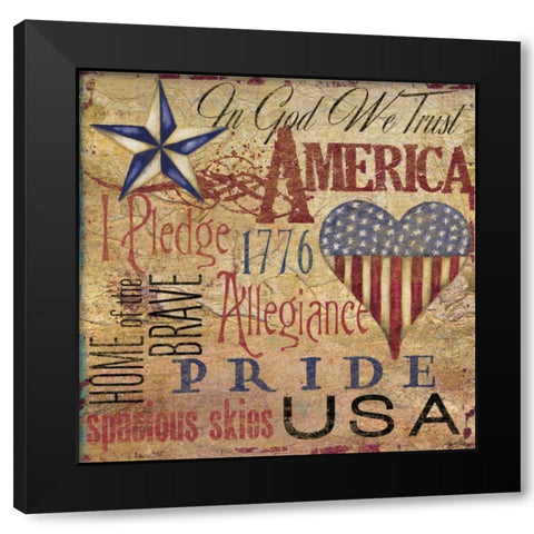 America Typography II Black Modern Wood Framed Art Print with Double Matting by Medley, Elizabeth