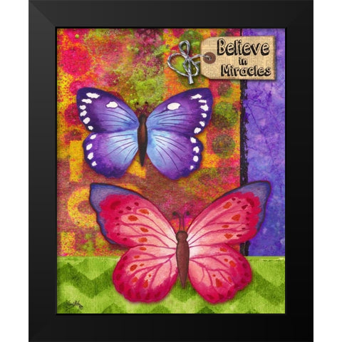 Butterflies Double II Black Modern Wood Framed Art Print by Medley, Elizabeth