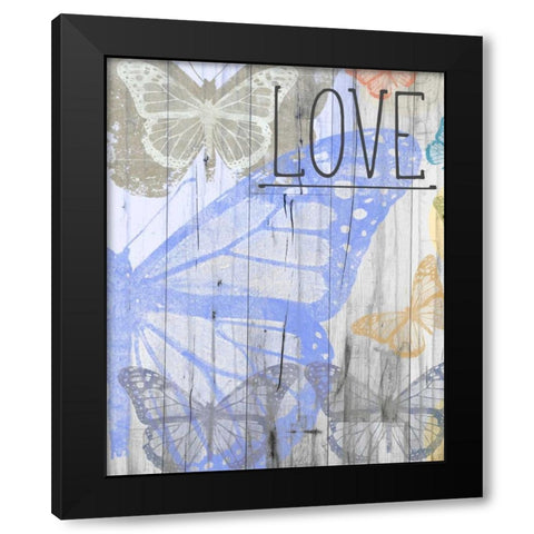 Butterfly Garden Love Black Modern Wood Framed Art Print with Double Matting by Meneely, Dan
