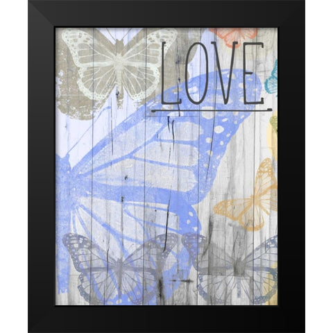 Butterfly Garden Love Black Modern Wood Framed Art Print by Meneely, Dan