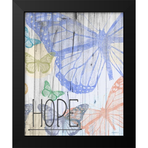 Butterfly Garden Hope Black Modern Wood Framed Art Print by Meneely, Dan