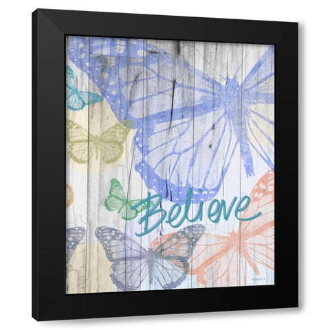 Butterfly Garden Believe Black Modern Wood Framed Art Print with Double Matting by Meneely, Dan