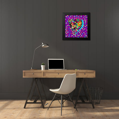Neon Hearts of Love I Black Modern Wood Framed Art Print by Pinto, Patricia