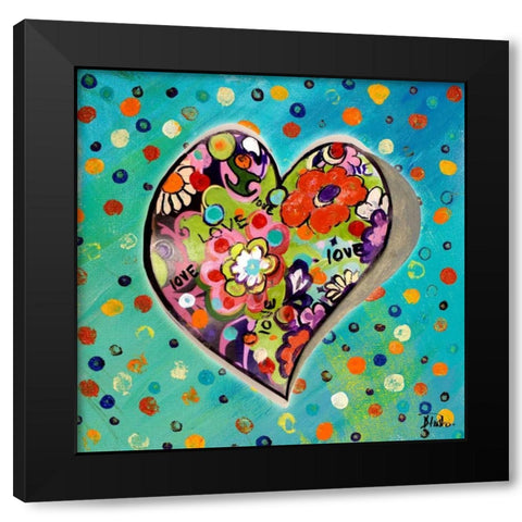 Neon Hearts of Love III Black Modern Wood Framed Art Print with Double Matting by Pinto, Patricia