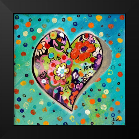 Neon Hearts of Love III Black Modern Wood Framed Art Print by Pinto, Patricia