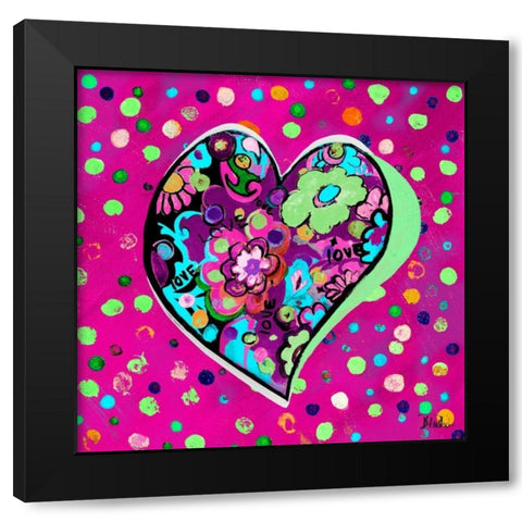 Neon Hearts of Love II Black Modern Wood Framed Art Print with Double Matting by Pinto, Patricia