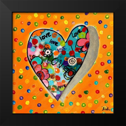 Neon Hearts of Love IV Black Modern Wood Framed Art Print by Pinto, Patricia