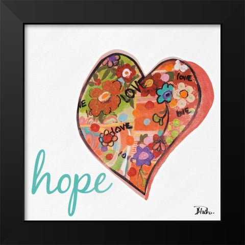 Hearts of Love and Hope I Black Modern Wood Framed Art Print by Pinto, Patricia