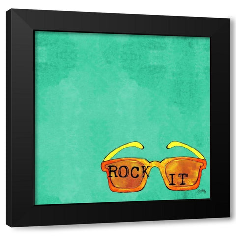 Glasses Square I Black Modern Wood Framed Art Print with Double Matting by Medley, Elizabeth