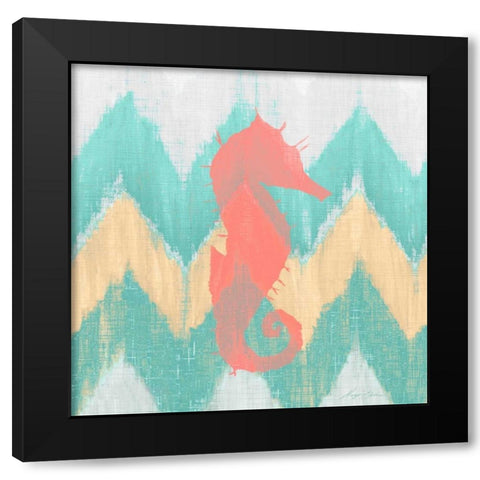 Sea Creature on Chevron I Black Modern Wood Framed Art Print with Double Matting by Edwins, Hugo