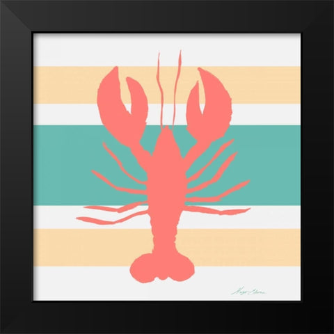 Sea Creature on Stripes II Black Modern Wood Framed Art Print by Edwins, Hugo