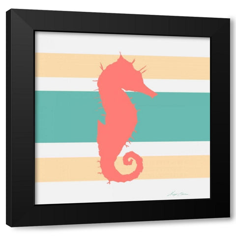 Sea Creature on Stripes I Black Modern Wood Framed Art Print by Edwins, Hugo