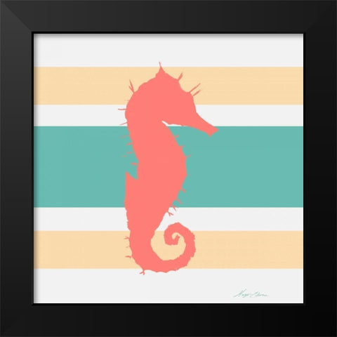 Sea Creature on Stripes I Black Modern Wood Framed Art Print by Edwins, Hugo