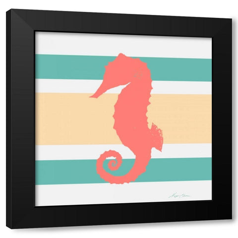 Sea Creature on Stripes II Black Modern Wood Framed Art Print by Edwins, Hugo