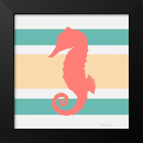 Sea Creature on Stripes II Black Modern Wood Framed Art Print by Edwins, Hugo