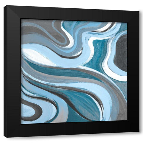 Curvilinear Bright Blue II Black Modern Wood Framed Art Print by Loreth, Lanie