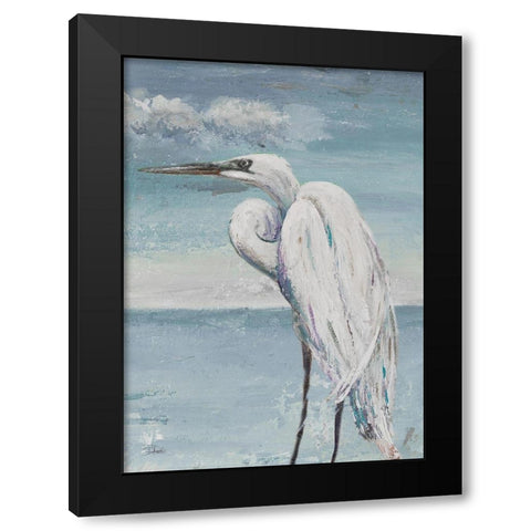 Great Egret Standing Black Modern Wood Framed Art Print by Pinto, Patricia