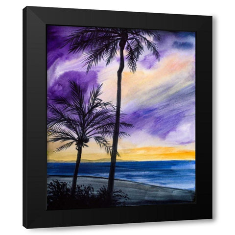 Tropic Nights I Black Modern Wood Framed Art Print with Double Matting by Baliko, Linda