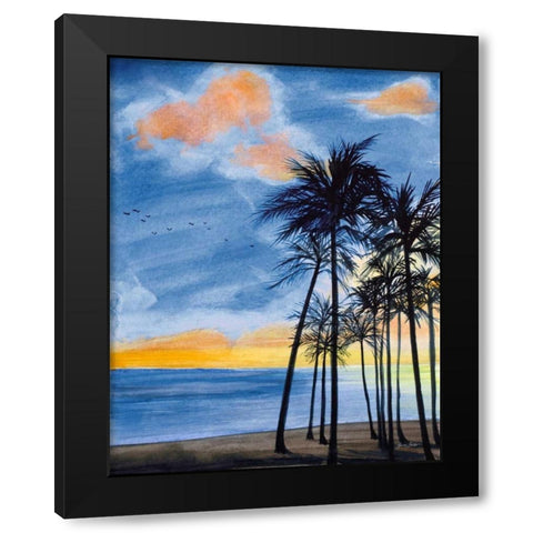 Blue Tropic Nights II Black Modern Wood Framed Art Print with Double Matting by Baliko, Linda