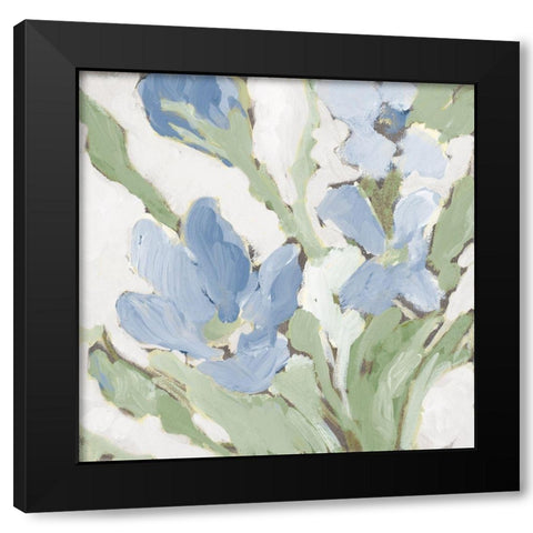 Blue Begonias I Black Modern Wood Framed Art Print with Double Matting by Loreth, Lanie
