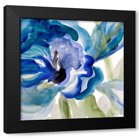 Delicate Blue Square I Black Modern Wood Framed Art Print with Double Matting by Loreth, Lanie