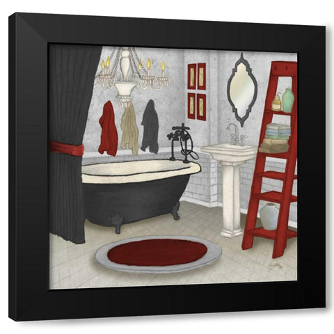 Red Bath Square II Black Modern Wood Framed Art Print with Double Matting by Medley, Elizabeth