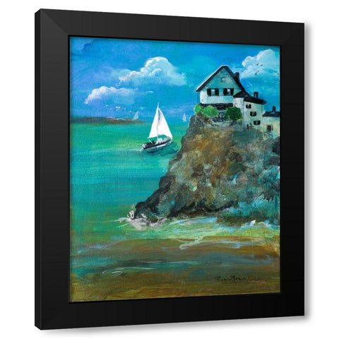 Home Over Looking the Sea Black Modern Wood Framed Art Print with Double Matting by Maria, Robin