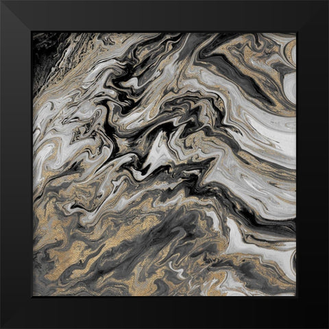 Gold Glimpse Marble Black Modern Wood Framed Art Print by Mercado, M.