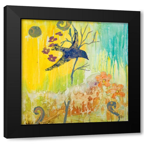 Ma Do Bird Soars Black Modern Wood Framed Art Print with Double Matting by Maria, Robin