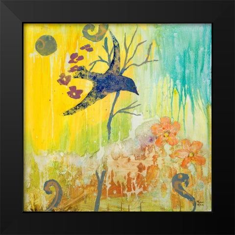 Ma Do Bird Soars Black Modern Wood Framed Art Print by Maria, Robin