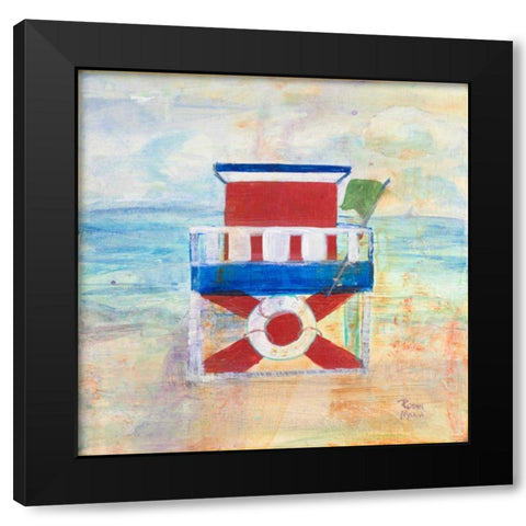 Lifeguard Stand Black Modern Wood Framed Art Print by Maria, Robin