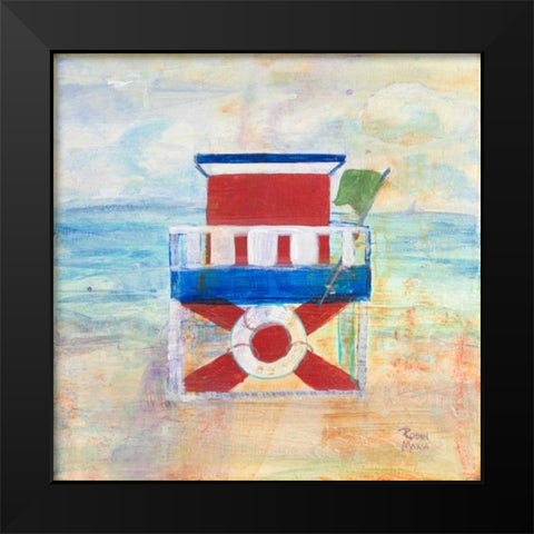 Lifeguard Stand Black Modern Wood Framed Art Print by Maria, Robin