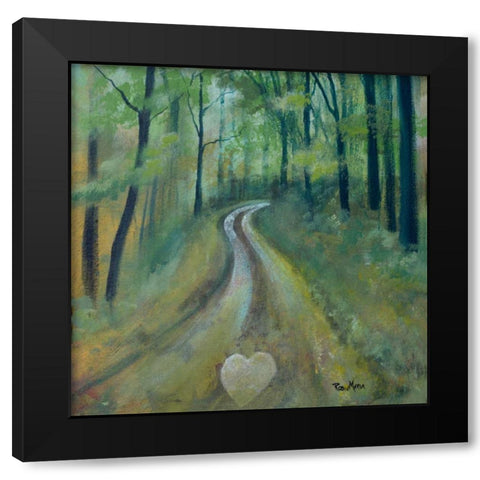 Heart on the Path Black Modern Wood Framed Art Print by Maria, Robin