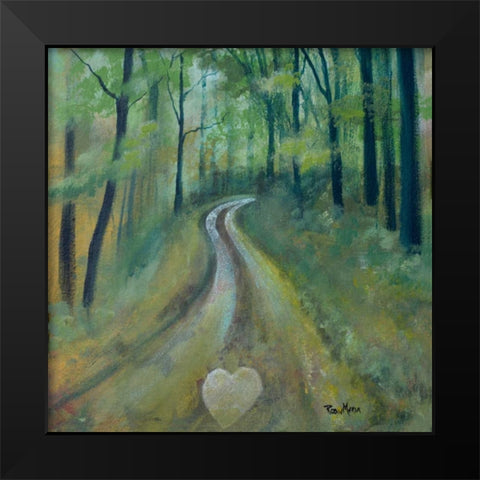 Heart on the Path Black Modern Wood Framed Art Print by Maria, Robin