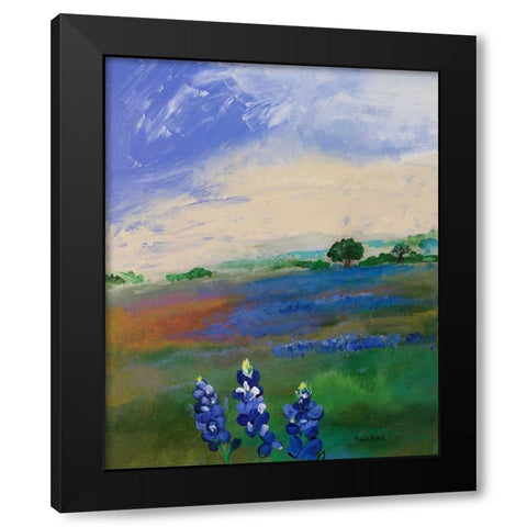 Texas Blue Bonnets Black Modern Wood Framed Art Print by Maria, Robin